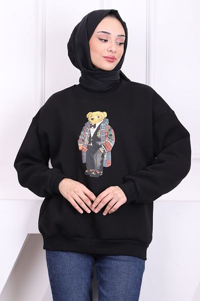 İmajButik Μαύρο μπροστινό εμπριμέ με τρεις κλωστές