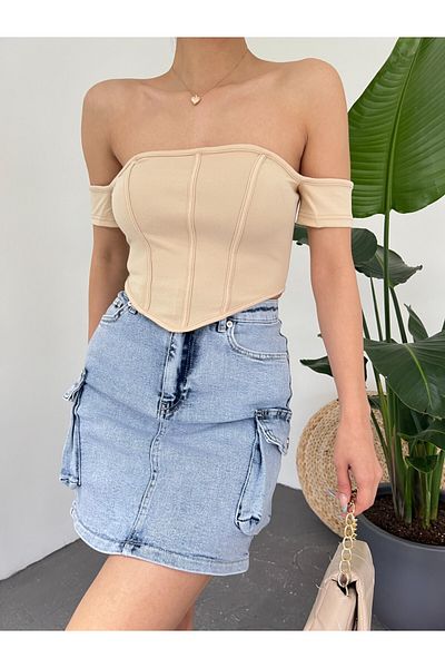 Modamorfo Corset detaliat pe umeri cu fermoar la spate