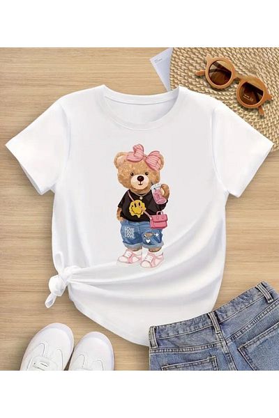 BEBEĞİME ÇORAP Tricou cu mânecă scurtă cu imprimeu pentru fete