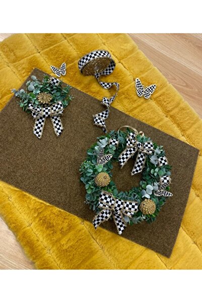 Marrone Kapı Süsü ve Paspas İkili Takım Mackenzie Kurdeleli