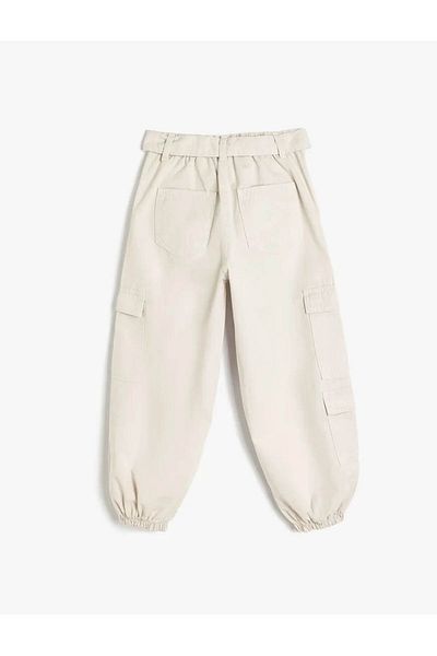 Koton Belt Detailed Elastic Waist Cotton Cargo Jogger Pants