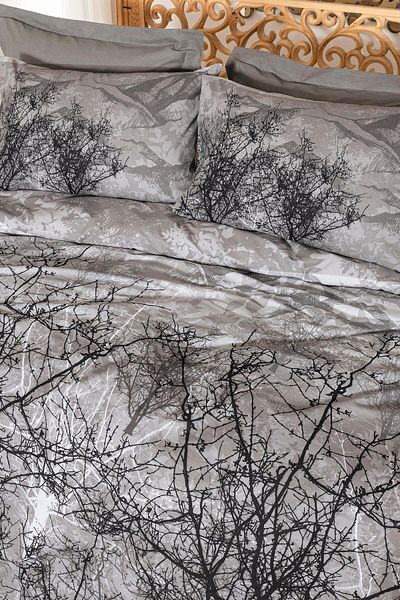 Altınbaşak Ranforce Double Duvet Cover Set - Kora Gris Pandora, Towel Gift