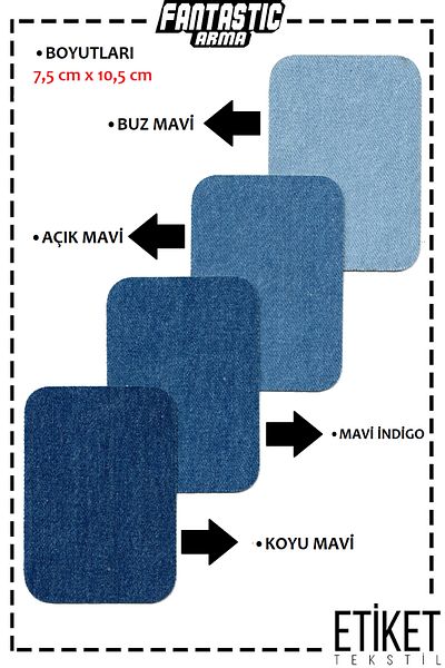 FANTASTIC ARMA Pachet de 4 - Blugi cu lipire fierbinte, blugi cu patch, blugi din denim albastru închis cu detalii de reparare