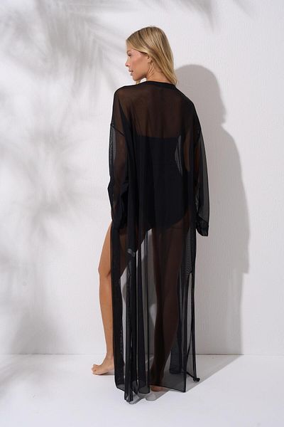 Pierre Cardin Μαύρο μακρύ τουνίκ Kaftan - με δέσιμο, μοντέλο 241812