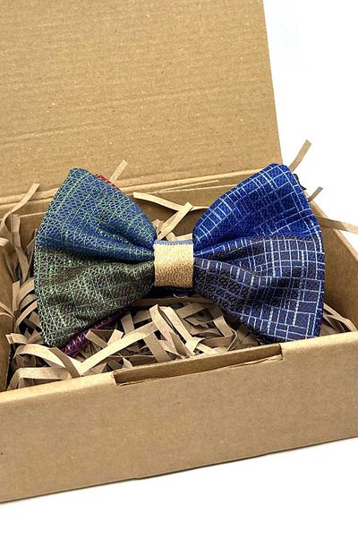 Kravatkolik Multicolor Square Pattern Patchwork Bow Tie P1903