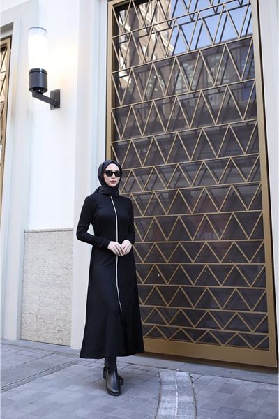 Kokosh moda Gelirr Γυναικείο μακρυμάνικο φόρεμα με φερμουάρ μπροστά Εισαγόμενο κρεπ