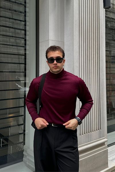 Livio Ferri Men's Standard Fit Regular Cut Half Turtleneck Sweater