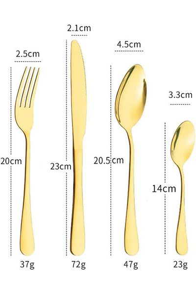 COOYA 24 pieces Stainless Steel Cutlery Set, With Premium Wooden Box, Mirror Polished, Serve for 6 (Gold)
