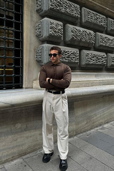 Livio Ferri Erkek Standart Fit Normal Kesim Gömlek Polo Yaka Triko Kazak