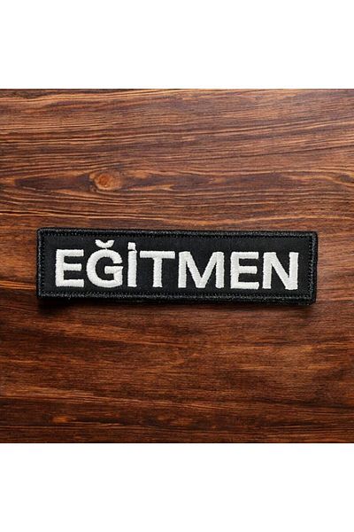 Ex Patch Fundal Negru Culoare Albă Trainer Scrisă Peçă Crestă 10 X 3 Cm