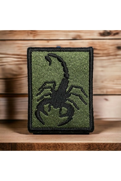 Ex Patch Haki Zemin Siyah Akrep Patch Arma Nakış 6 X 8 Cm
