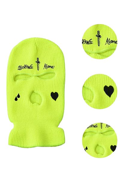 Köstebek Neon Green Teardrop - Heart Snow Mask