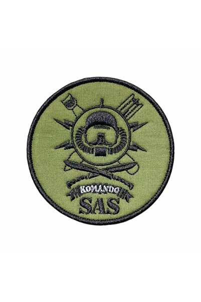Ex Patch Haki Zemin Komando Sas Nakış Patch Peç 9 Cm