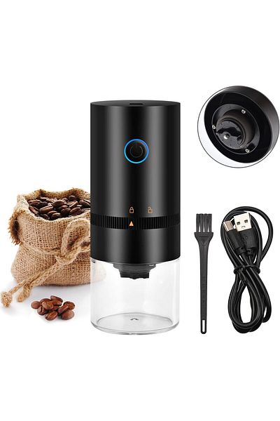 COOYA Electric Coffee Grinder,USB Charging,Automatic Portable and Adjustable,for Home Office Travel,Black