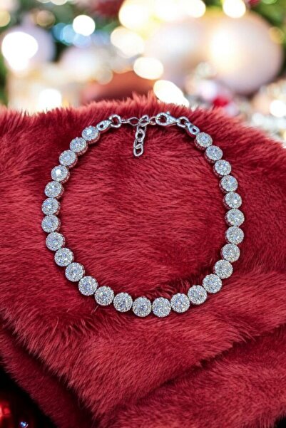 Moda Gümüş 925 Ayar Gümüş Pırlanta Model Su Yolu Kadın Bileklik