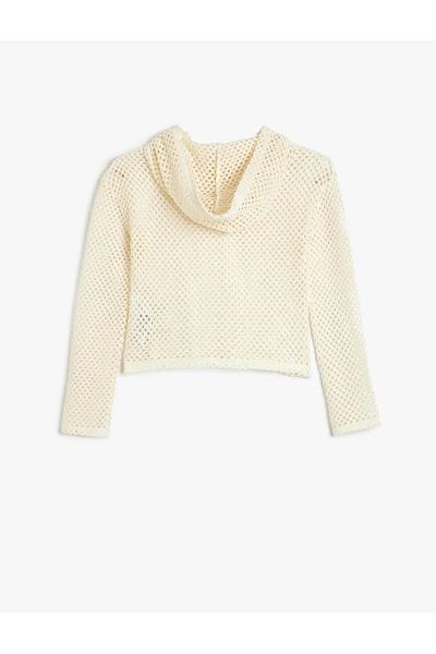 Koton Hooded Sweatshirt Mesh Detail Long Sleeve