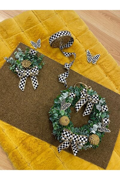 Marrone Kapı Süsü ve Paspas İkili Takım Mackenzie Kurdeleli