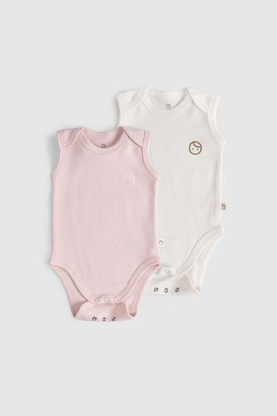 Little Gusto 2-Piece Organic Cotton Adjustable Pink Snap Tank Top