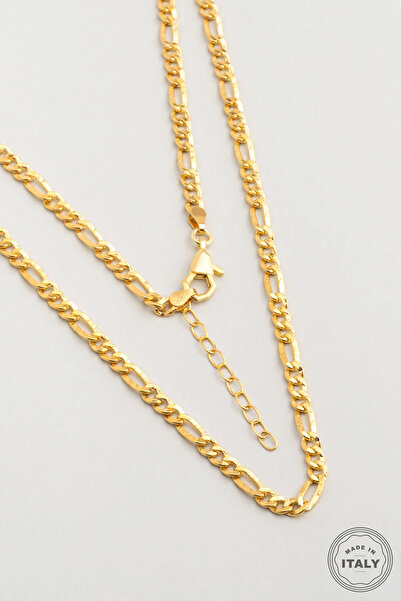 So CHIC... İtalyan 18 Ayar Sarı Altın Kaplama 60 Cm Gümüş Zincir Kolye