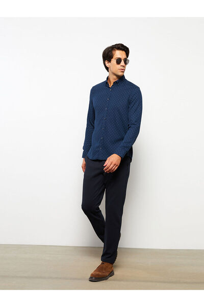 LC Waikiki Ανδρικό μακρυμάνικο πουκάμισο Dobby με λεπτή εφαρμογή