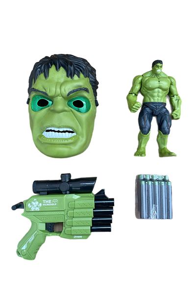 alpmodel Hulk Lighted Mask Lighted Figure Sponge Shooting Gun Set of 10 Bullets