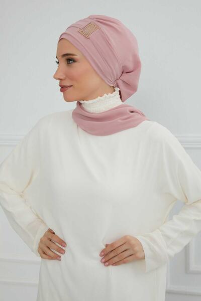 Aisha's Design Design Chiffon Ready-To-Wear Turban with Gold Accessories, Ht-11, Dark Green