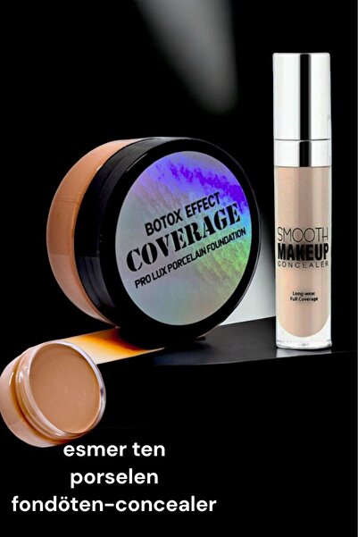 wwbeauty Yoğun Kapatıcı Porselen Fondöten & Concealer Set- - Sünger Ve Göz Ka...