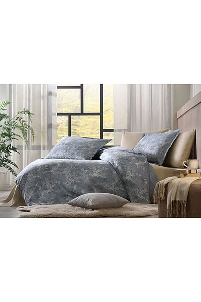 Özdilek Set Cuvertură Dublu Flor Espiral Albastru