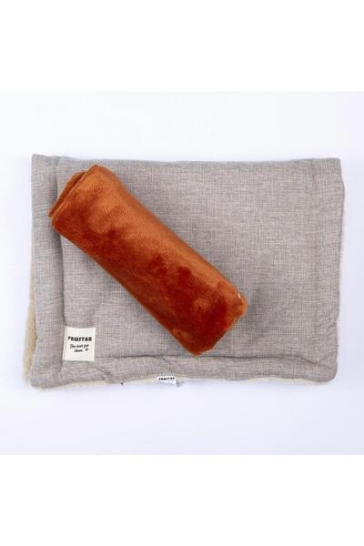 Pawstar Bej Mat ve Battaniye Seti Kedi Köpek Matı Kedi Köpek Battaniyesi