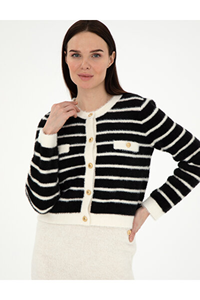 Pierre Cardin Siyah Crop Top Triko Hırka 50296328-VR046