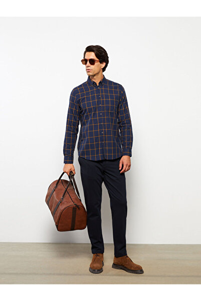 LC Waikiki Yellow Regular Fit Long Sleeve Plaid Men's Shirt