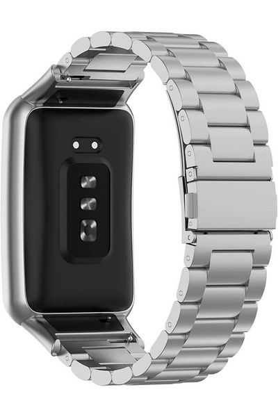Nezih Case سوار/حزام من الفولاذ المقاوم للصدأ متوافق مع ساعة Huawei Watch Fit 2 مع وصلة معدنية