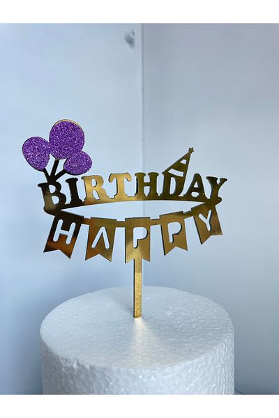 Ege Pastacılık Happy Birthday Plexiglass Cake Decoration