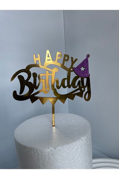 Ege Pastacılık Happy Birthday Plexiglass Cake Decoration