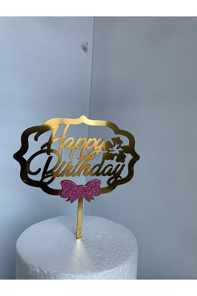 Ege Pastacılık Happy Birthday Plexiglass Cake Decoration