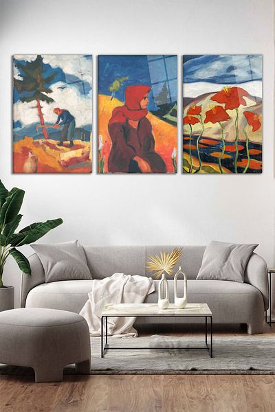 Vosevu Set de pictură pe sticlă din 3 piese cu tematică pentru pictură în ulei Zolo Palugyay, decor modern pentru casă, decorare de perete cadou