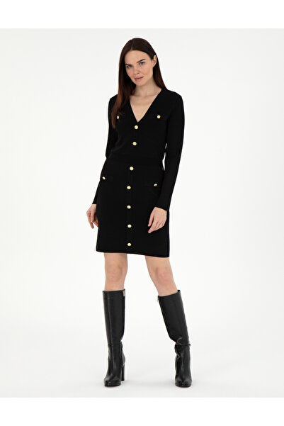 Pierre Cardin Siyah Slim Fit Triko Elbise 50290605-VR046