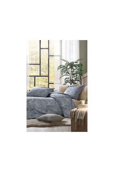 Özdilek Set Cuvertură Dublu Flor Espiral Albastru