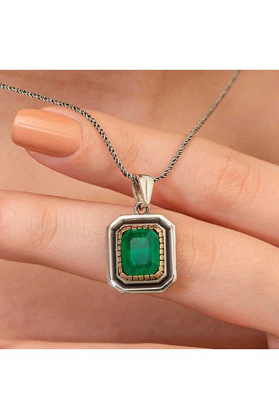 Skygo Authentic Women's Necklace with Silver Green Stone