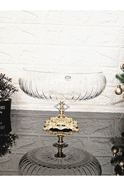 atabey home collection Lotus Crystal Large Size 28cm Square Cutout Decor Gold Square Toe Linea Salad Bowl