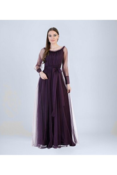 OTHERONE Büzgülü Manşetli Tül Abiye Elbise