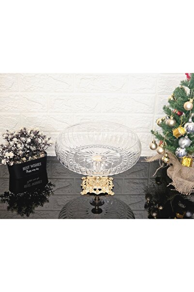 atabey home collection Lotus Crystal Large Size 28cm Square Cutout Decor Gold Square Toe Linea Salad Bowl