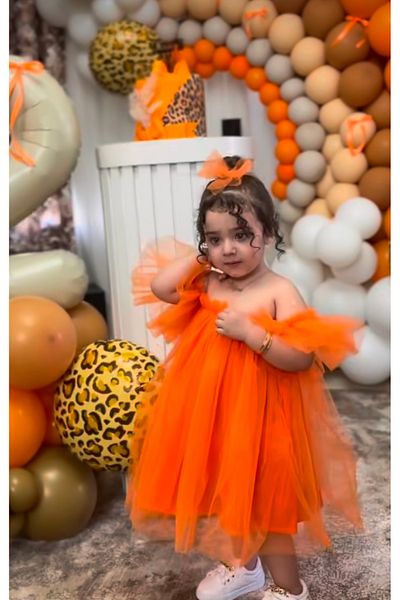 Tinypeople Girl's Orange Party Dress Orange Dress Girl's Birthday Dress Evening Dress