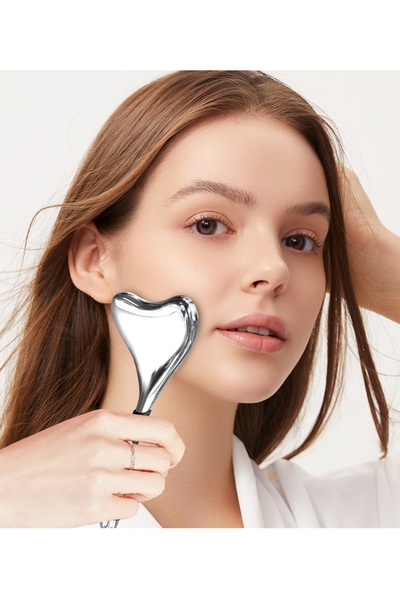 valkyrie Chilly Yüz Masajı Buz Küresi Boyasız Paslanmaz Çelik Gua Sha KRİYOTERAPİ Oyuntulu Yüz Masaj Aleti