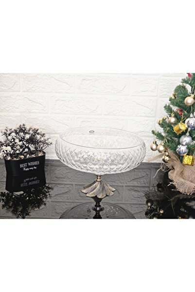 atabey home collection Lotus Crystal Large Size 28cm Square Cutout Decor Tumbled Foot Cage Salad Bowl