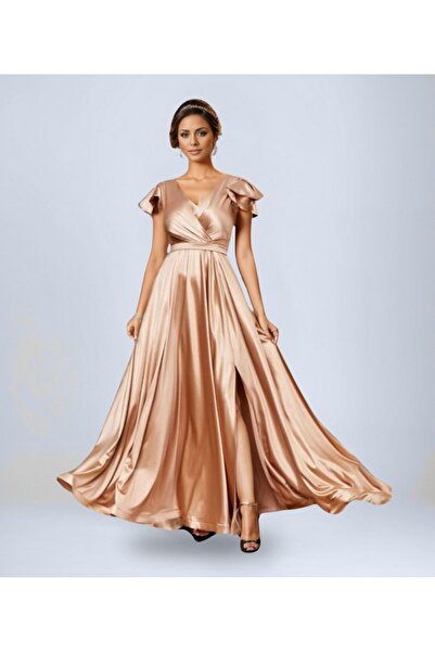 OTHERONE Kol Detaylı Kruvaze Uzun Abiye Elbise