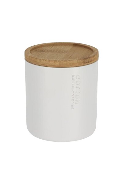 Tendance صندوق من القطن المصنوع من مادة البولي ريزين مع غطاء من الخيزران