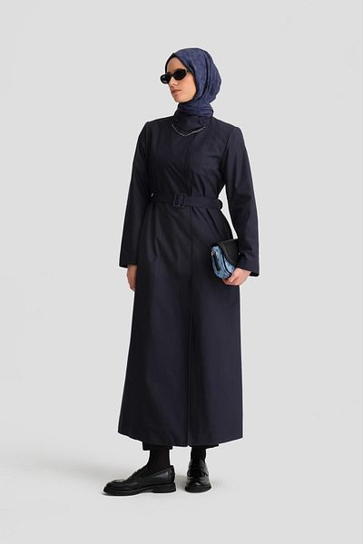 Armine Portable Chain Collar Waterproof Top Coat 24K8008 Navy Blue