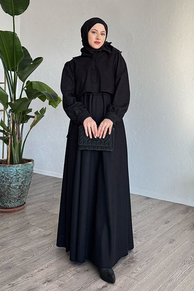 InStyle طقم سترة جيلي برباط جانبي أسود