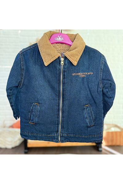 GİYİCEM Girl's Collar Velvet Coat 1011